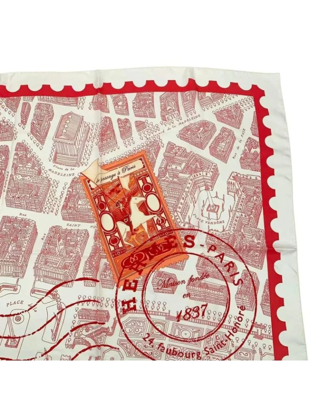 Hermes Carre 90 de Passage a Paris Silk Scarf Red - Picture 3 of 8